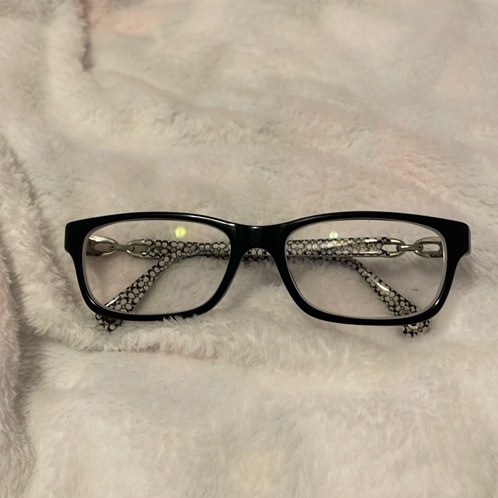 USED COACH EYEGLASSES BLACK AND WHITE HC 6052 FRANNIE